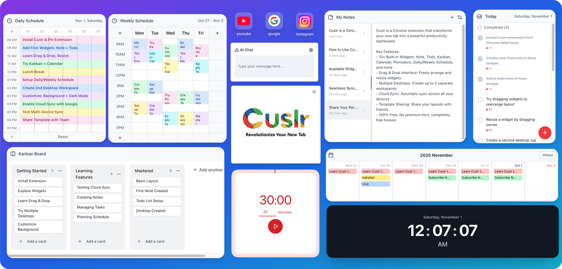 Cuslr dashboard preview